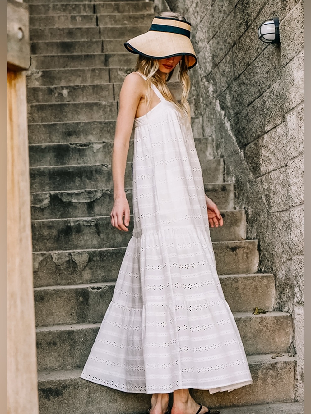 White eyelet maxi dress NWT - Picture 2 of 7